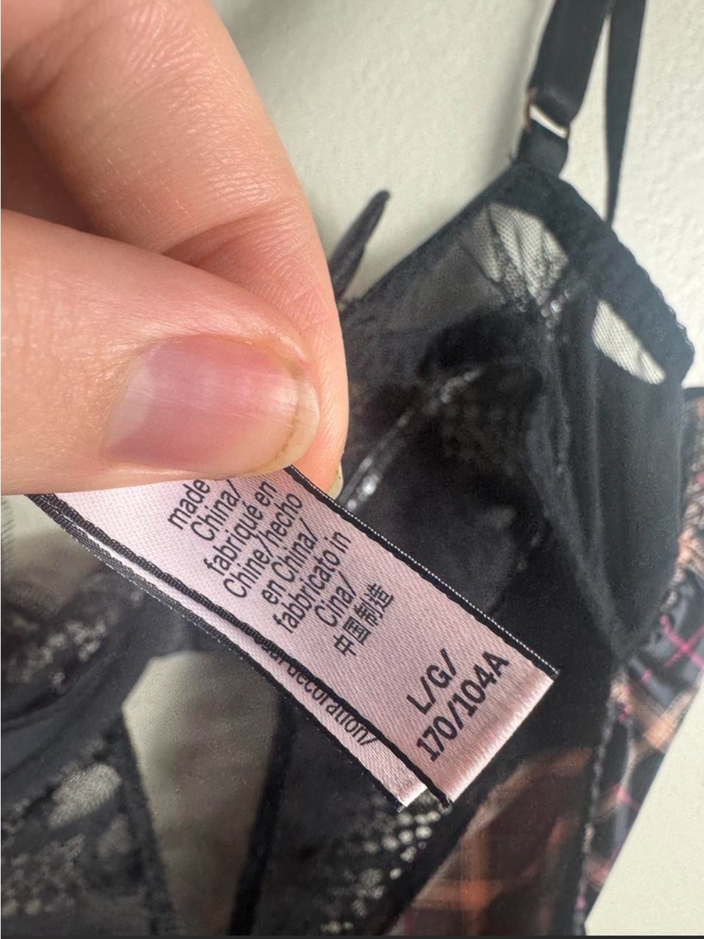 Victoria's Secret Black Plaid Lace-Trim Chemise Bodysuit - Picture 6 of 7